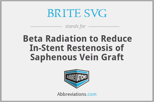 BRITE SVG - Beta Radiation to Reduce In-Stent Restenosis of Saphenous Vein Graft